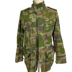 J.‎ Crew UK Jacket Women Small Green Camo 06180 Zip Rip Stop Military Cotton